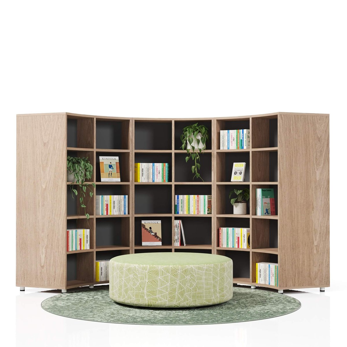 Inform 1800 Curved Bookcase — Double-sided Bookcase