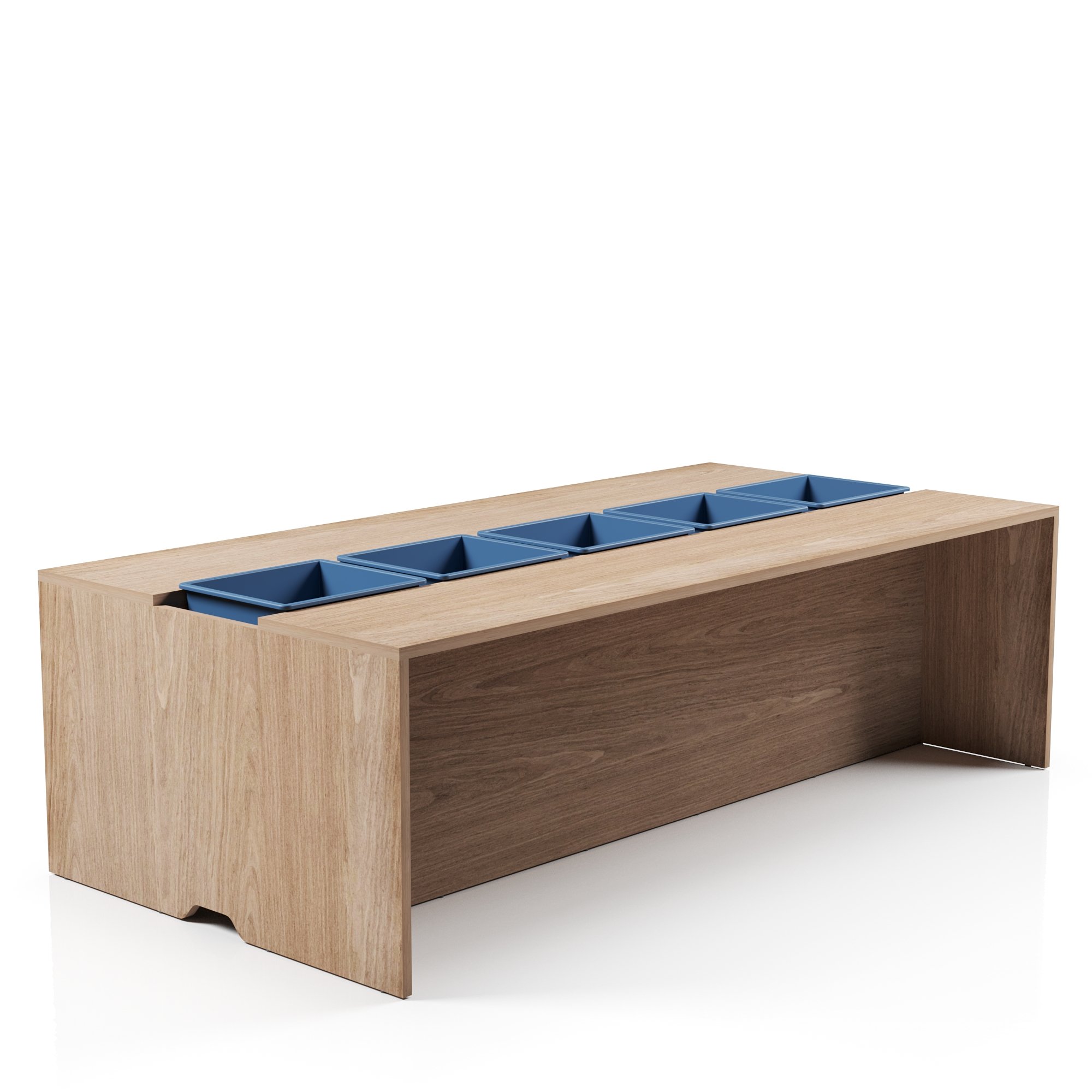 Island Bench with Tote Boxes